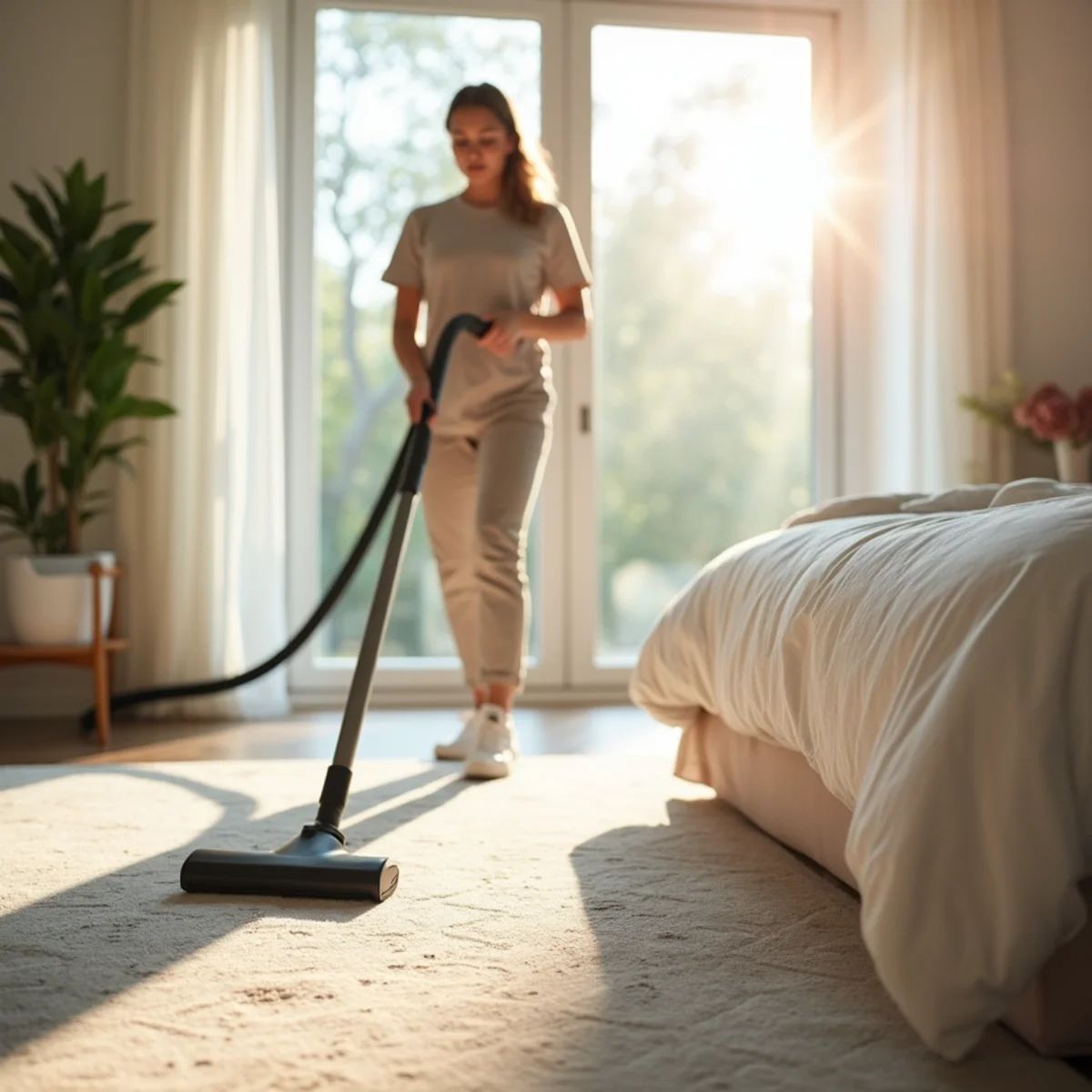Eco-friendly cleaner using a HEPA vacuum to reduce dust and allergens in a Frederick home